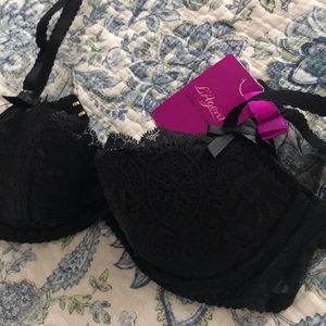 NWT AGENT PROVOCATEUR Black Lace Demi Bra 34B